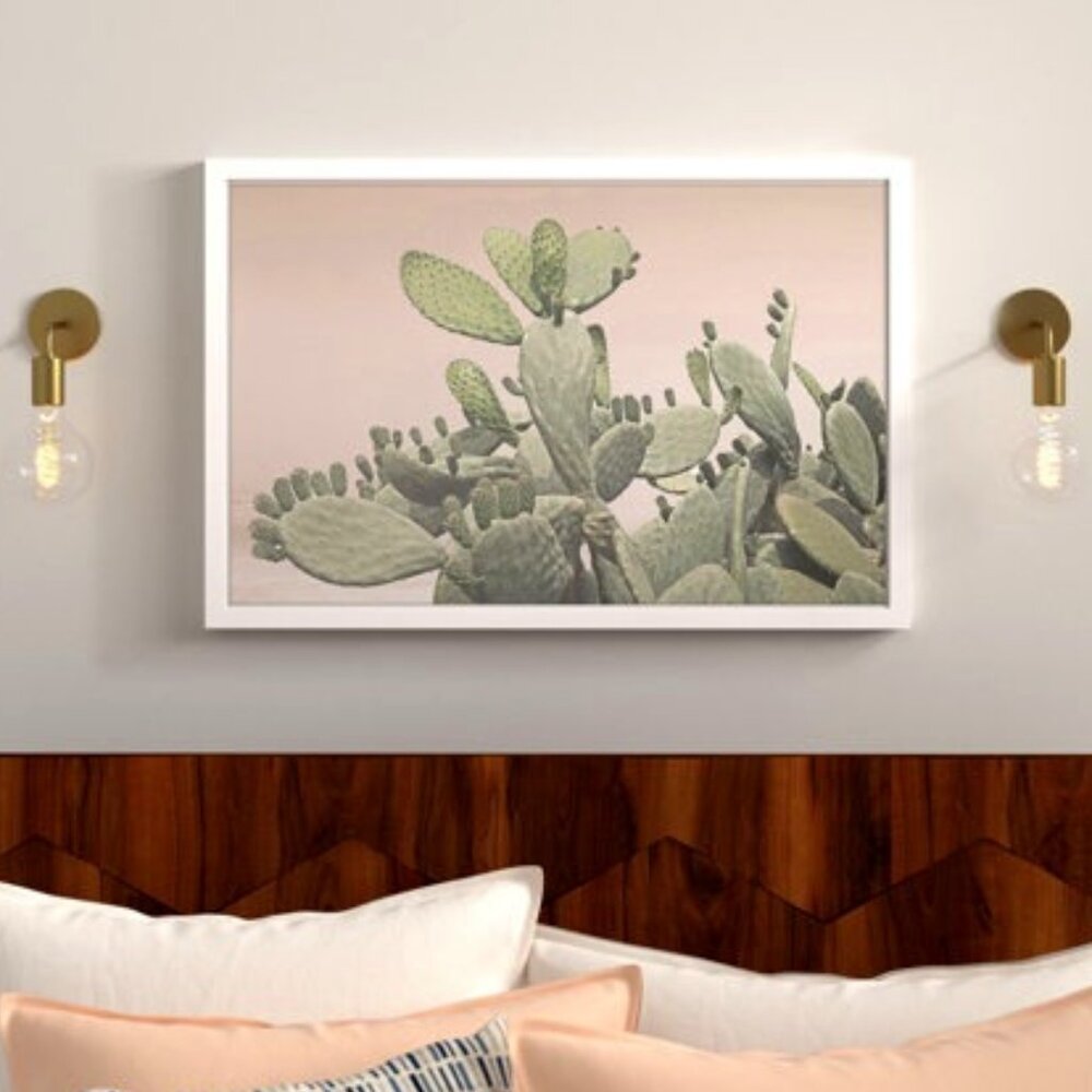 Cactus Bunch Marmont Hill Watercolor Cactus Painting Framed Paper Print NEW NIB